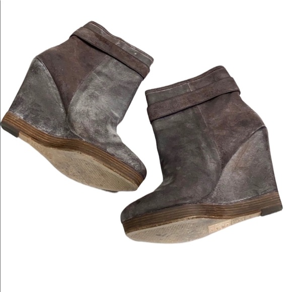 KORS Michael Kors Leather Wedge Corrine Booties Size 9 - Picture 2 of 10